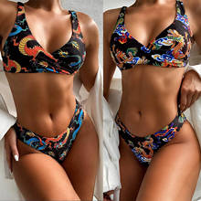 Plus Size Sexy Bikini 2021 Dragon Print Swinsuit Swimwear Women Low Waist Push Up Bikini Set Beachwear Brazilian Biqiuni Summer 2024 - buy cheap