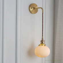 Porcelana branca lâmpadas de parede led nordic simples latão quarto lâmpada cabeceira do banheiro corredor retro cerâmica wandlamp luminárias 2024 - compre barato
