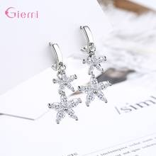 Top Sale Circles Small Loop Earrings For Woman Crystals Star 925 Sterling Silver Small Drop Earrings Fashion Wedding Jewelry 2024 - buy cheap