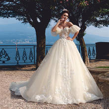 2022 New Arrival Sweetheart Applique Lace Wedding Dresses With Short Sleeve Ball Gown vestido de noiva princesa Bride Dress 2024 - buy cheap