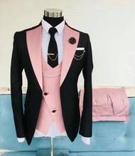 Chaleco rosa de último diseño para hombre, Trajes clásicos para boda, esmoquin ajustado para novio, Terno Masculino para fiesta de graduación, 3 uds. De abrigo + chaleco + pantalón 2024 - compra barato