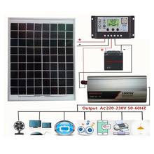 18v 20w painel solar sistema de energia + 12v/24v controlador + 1000w inversor ac230v kit para a geração de poupança de energia em casa ao ar livre 2024 - compre barato