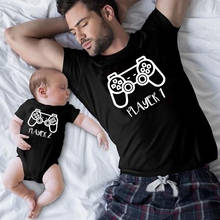 Funny Player 1 2 Baby Daddy 2021 Family Matching Clothes Pregnancy Announcement Family Look T Shirt Baby Dad Matching Clothes 2024 - buy cheap