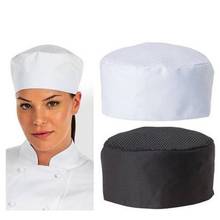 Chefe de cozinha trabalho chapéu restaurante garçom chapéu ponto redondo mestre plana topo chapéu boné de trabalho 2024 - compre barato