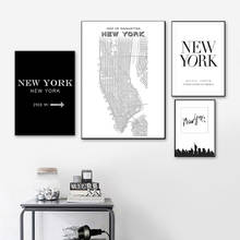 Плакат с картой Нью-Йорка Манхэттена, принты, минималистичные скандинавские картины на холсте, настенные картины для гостиной, домашний декор 2024 - купить недорого