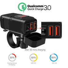 Motorcycle Dual Usb Car Mobile Phone Charger With Switch Waterproof QC3.0 Mobile Phone Charger Measured Voltmeter 2024 - buy cheap
