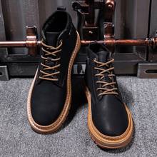 New Men's Martin Boots Flying Woven Neckline Men's Work Boots Retro Style Lace Up Casual Shoes Men's Work Boots Winter 2024 - buy cheap