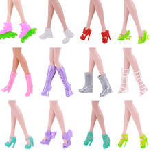 Zapatos aleatorios a la moda para niñas, Sandalias de tacón alto mezclado, zapatillas, accesorios coloridos, ropa de vestir, muñeca, juguete DIY, 20x 2024 - compra barato