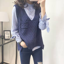 Woman Sweaters Vest Women's Knitted V-neck Sweater Suit Women's Two-Piece Set Femme Chandails Pull Hiver 2024 - buy cheap