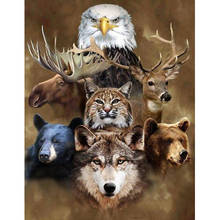 5D Diy Diamond Painting by Number Picture of Rhinestone Diamond Art Embroidery Cross Wolf Bear Elk Deer Eagle Mosaic Full Stones 2024 - buy cheap