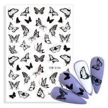 3D Black White Butterfly Adhesive Decals Abstract Geometric Lines Nail Art Stickers DIY Manicures Nail Art Decoration Decal 2024 - buy cheap