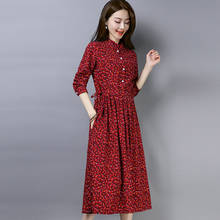 Autumn Long Sleeve Printed Long Dress Vintage Women's Cotton Linen Dresses Female 2021 Casual Floral women 2024 - buy cheap