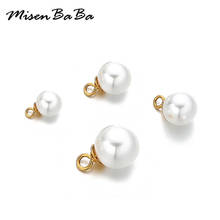 10 unids/lote de dijes de perlas de imitación redondas de acero inoxidable de 8MM, 10MM y 6MM para joyería, accesorios para fabricación DIY 2024 - compra barato