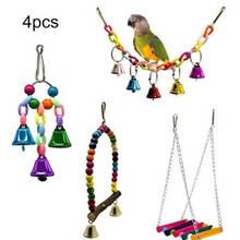 4pcs Birds Hanging Toys Parrots Toy Chewing Cockatiel Cage Swing Bells Bird Toy Set Hammock Bell Toys Parrot Cage Toy 2024 - buy cheap