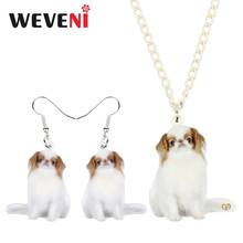 WEVENI Acrylic Sweet Japanese Chin Dog Necklace Earrings Jewelry Sets Fahion Anime Pet Girls Teens Charms Party Gift Decorations 2024 - buy cheap