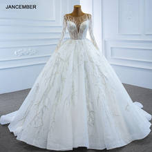 J67199 Jancember-vestido de novia de lujo con cuentas y lentejuelas, romántico, con mangas largas, 2020 2024 - compra barato