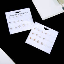 Simple Popular Earrings Round Simple Temperament Round Bead Earrings Female Japan And South Korea 9 Piece Set Of Earrings 2024 - buy cheap