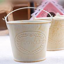 Flameer Shabby Chic Iron Flower Buckets Plants Planter Pot Bucket Flower Vases Home Balcony Floral Decor 2024 - buy cheap