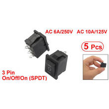 GTBL 5 шт. SPDT вкл/выкл/вкл Мини Черный 3 Pin кулисный переключатель переменного тока 6A/250V 10A/125V 2024 - купить недорого