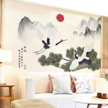 3D Wallpaper Chinese Style Ancient Crane Wall Stickers Living Room Wall Decoration Poster Self-adhesive Vintage Home Decor Mural 2024 - buy cheap