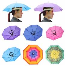 55/65cm portátil ao ar livre guarda-chuva chapéu boné dobrável feminino masculino guarda-chuva de pesca caminhadas golfe praia headwear handsfree guarda-chuva 2024 - compre barato