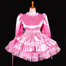 Sissy-vestido de dama francesa, uniforme de satén Rosa Bloqueable, disfraz de cosplay hecho a medida, G794 2024 - compra barato