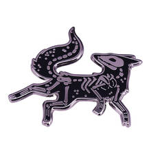 Black Skeleton fox enamel pin Punk Dark spooky Halloween Animal Jewelry Gift for Friends 2024 - buy cheap