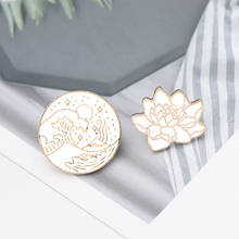 creative round water mountain lotus pins brooches for men women party casual jeans accessories brooches 2024 - buy cheap