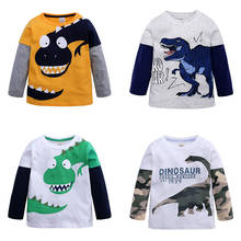 Camisetas de manga larga para niños, ropa informal de dinosaurio de dibujos animados, a la moda 2024 - compra barato