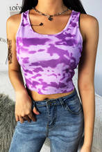 Summer Tie Dye Print 2020 Summer Tank Top Women Sleeveless Fashion Slim Casual Crop Tops Basic Female Streetwear 2024 - buy cheap