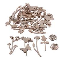 30pcs Natural Cutouts Wood Flower Shape DIY Craft Wooden Embellishments 2024 - buy cheap