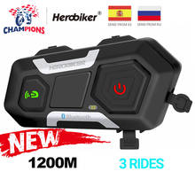 Гарнитура HEROBIKER для мотоциклетного шлема, водонепроницаемый динамик, переговорное устройство моторная гарнитура, беспроводной коммуникатор, 1200 м 2024 - купить недорого