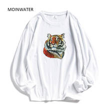 MOINWATER Women Casual Cartoon Tiger Print Long Sleeve T-shirts Lady Cotton Black Fashion Tops Female White Tees shirt MLT2002 2024 - buy cheap