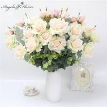Искусственный цветок розы белые шелковые DIY поддельные цветы для домашнего декора Свадебный букет подарок на день Святого Валентина розы Флорес искусственное 2024 - купить недорого