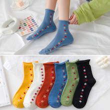 autumn winter women floral cute Socks heart female Korean Japanese warm crew cotton socks for women 2024 - buy cheap