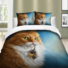 Conjunto de cama de gato colorido 3d, jogo de cama com 3 peças de fronha, cobertura de edredom e animais, para meninos e meninas 2024 - compre barato