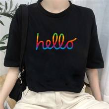 Camiseta feminina da hello color, estampa de fonte, camiseta harajuku, casual, engraçada, presente para garota yong, top de menina, roupas femininas, dropshipping 2024 - compre barato