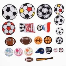 100 pçs/lote Patch Bordado Carta Balão Jaqueta Roupas Decoração Applique Baseball Basquete Voleibol Futebol Bat Ferro 2024 - compre barato