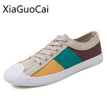 Super Fashion Mens Canvas Shoes Mixed Colors Spring and Autumn Mens Casual Shoes Lace Up Breathable Male Flat Sneakers 2024 - buy cheap