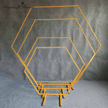 Arco hexagonal de hierro forjado para decoración de boda, estante de pie para fiesta, camino de plomo artificial y soporte floral dorado, diamante 2024 - compra barato