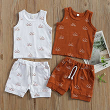 Summer Newborn Baby 2-piece Outfit Set Fashion Cotton Casual Sun Print Tank Top+Shorts Set for Kids Boys Girls 2024 - buy cheap