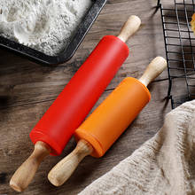 1Pc Rolling Pin Wooden Handle Silicone Rolling Pin Nonstick Pastry Dough Flour Roller Kitchen Baking Tools Cooking Utensils 2024 - buy cheap