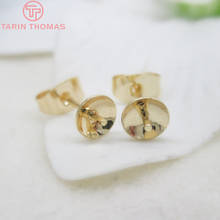 10PCS Length 15MM disk 5MM 24K Champagne Gold Color Brass Half Hole Beads Stud Earrings Pins High Quality Diy Accessories 2024 - buy cheap