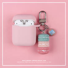 Funda de Macaron rosa para Apple Airpods 1 2, accesorios para Airpods, funda protectora para auriculares Bluetooth, con llavero 2024 - compra barato