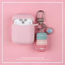 Capa macaron rosa para apple airpods 1 2, acessórios de proteção para fone de ouvido bluetooth, capa protetora com chaveiro 2024 - compre barato