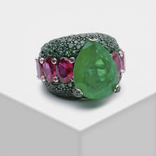 Amorita boutique 925  Green water drop full drill design fashion shiny ring 2024 - buy cheap