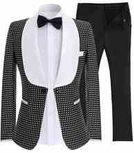 Newest Groomsmen Royal Blue/Navy Blue/Black Groom Tuxedos Shawl White Lapel Men Suits Wedding Best Man ( Jacket+Pants+Tie ) C776 2024 - buy cheap