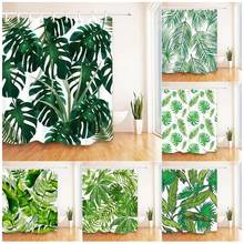 Занавеска для душа с тропическими растениями и зелеными листьями, Современная Водонепроницаемая тканевая шторка 3D для ванной комнаты, украшение для дома 2024 - купить недорого