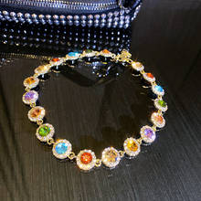 Милое изящное роскошное геометрическое ожерелье-чокер с кристаллами для женщин в Корейском стиле Простое Элегантное ожерелье до ключиц ювелирные изделия для вечеринок 2024 - купить недорого
