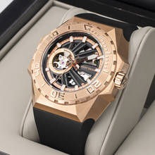 Reef Tiger/RT Luxury Brand Sport Watches Rose Gold Automatic Mechanical Skeleton Military Leather Watch Accessories RGA6903-S 2024 - buy cheap